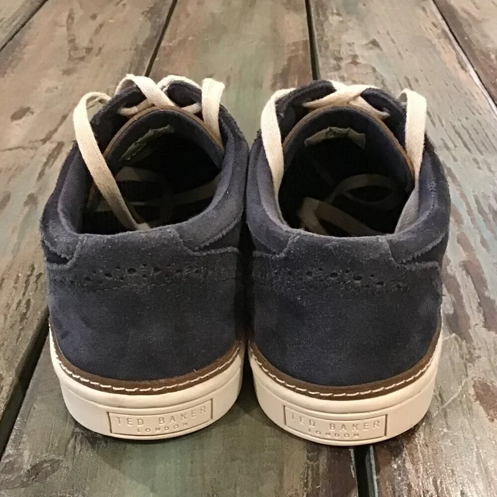 Ted Baker Size 8 Hapra 3 Men’s Suede Shoes Navy Wingtip Sneakers
